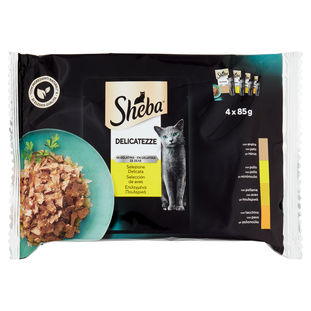 Sheba Delicatezze in Gelatina Cibo Umido Gatto Selezione Delicata Pollo 4x85g - -