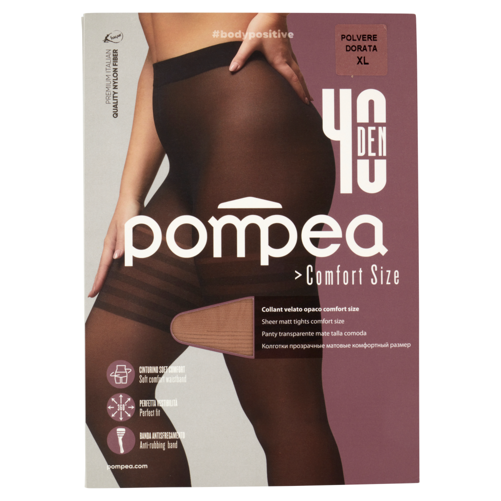 Pompea Comfort Size Collant 40 Den XL Polvere Dorata, , large