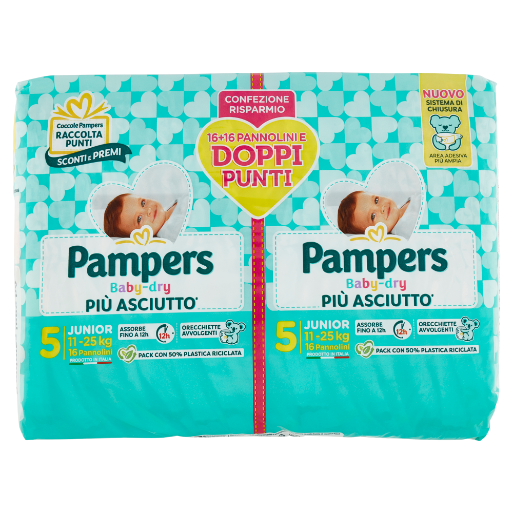 Pampers Baby Dry Duo Junior 32 Pannolini, , large