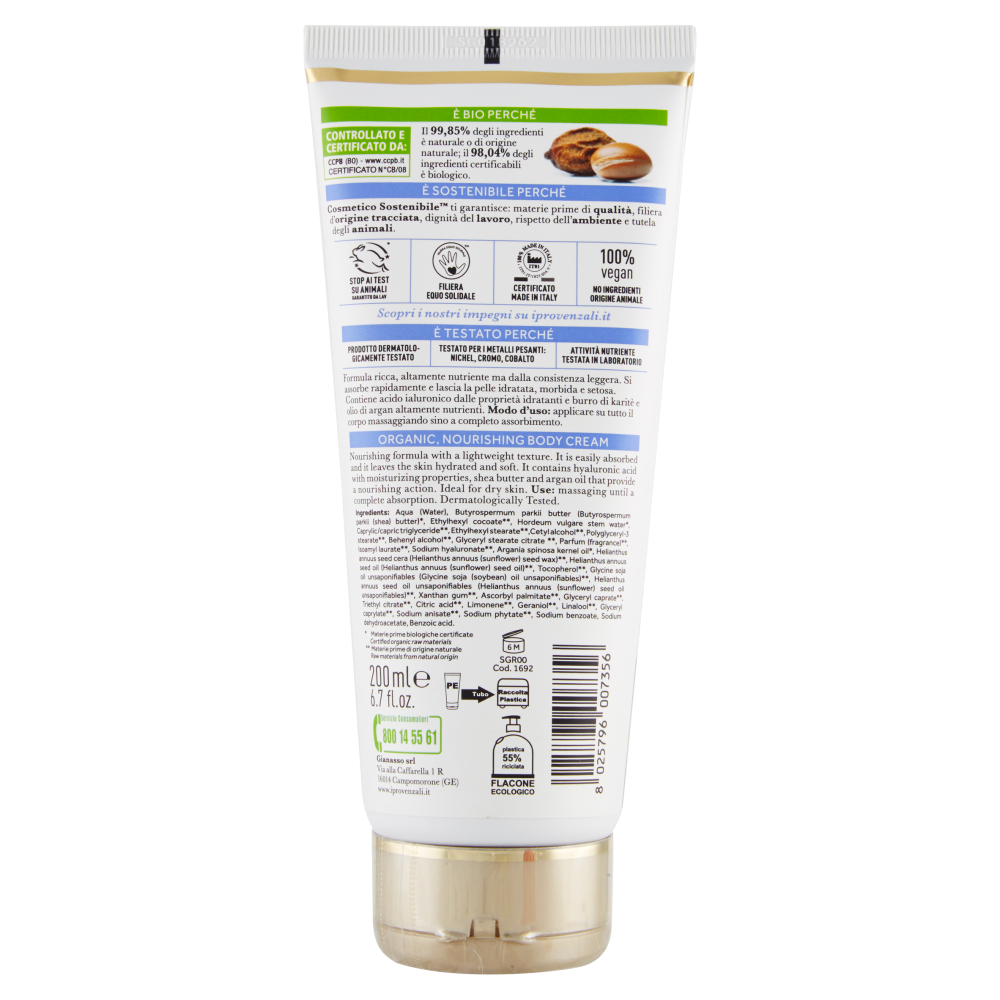 I Provenzali Bio Crema Corpo Biologica Argan 200 ml, , large