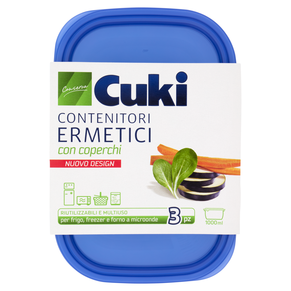 Cuki Conserva Contenitori Ermetici con Coperchi 1000 ml 3 Pezzi, , large