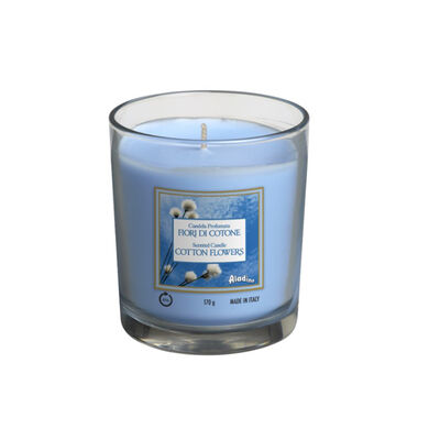 Aladino Candela in Bicchiere di Vetro 45H Fiori di Cotone	
