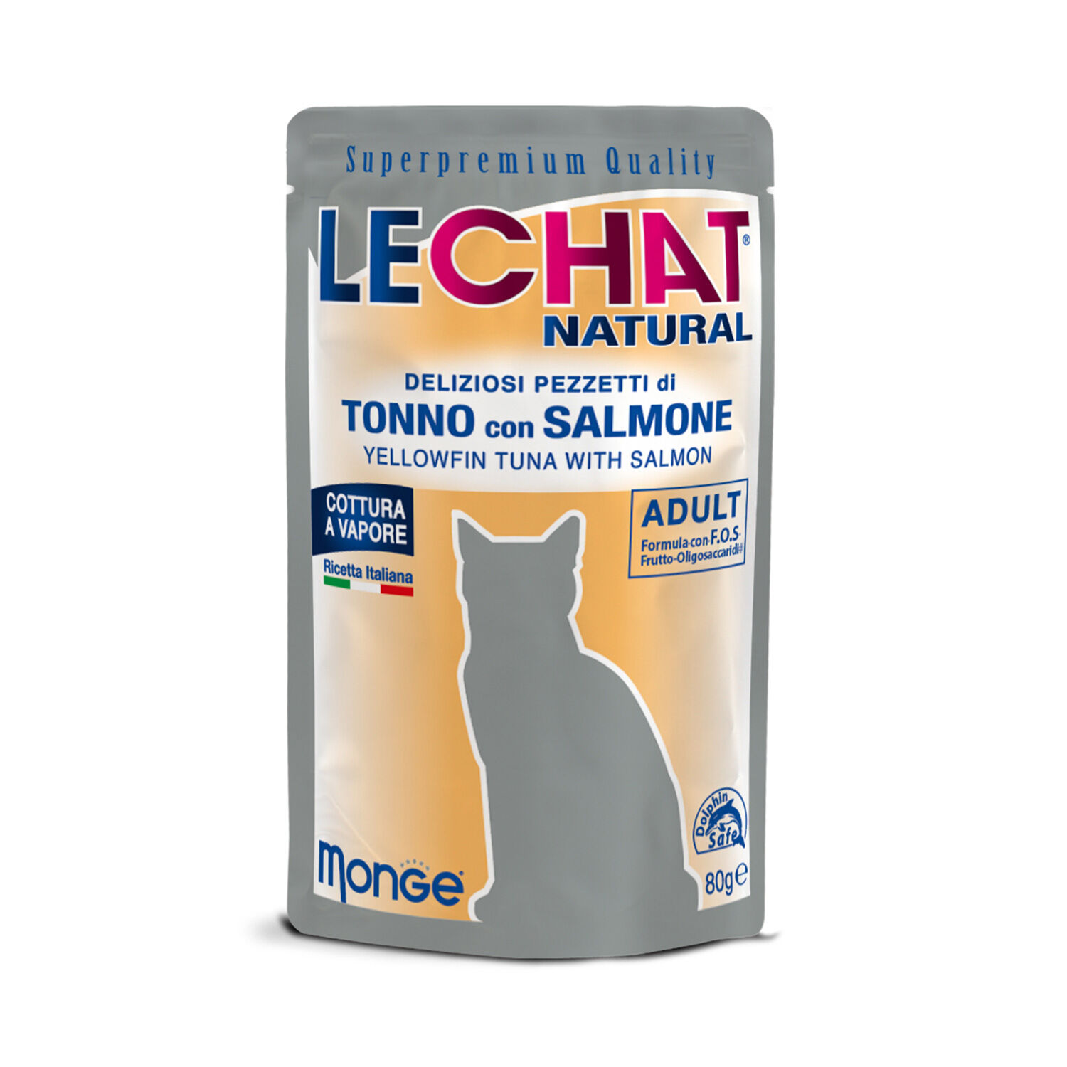 LeChat Natural Deliziosi Pezzetti di Tonno con Salmone 80 g - -
