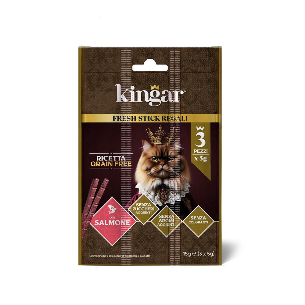 Kingar Cat Snack 3x5g Salmone, , large