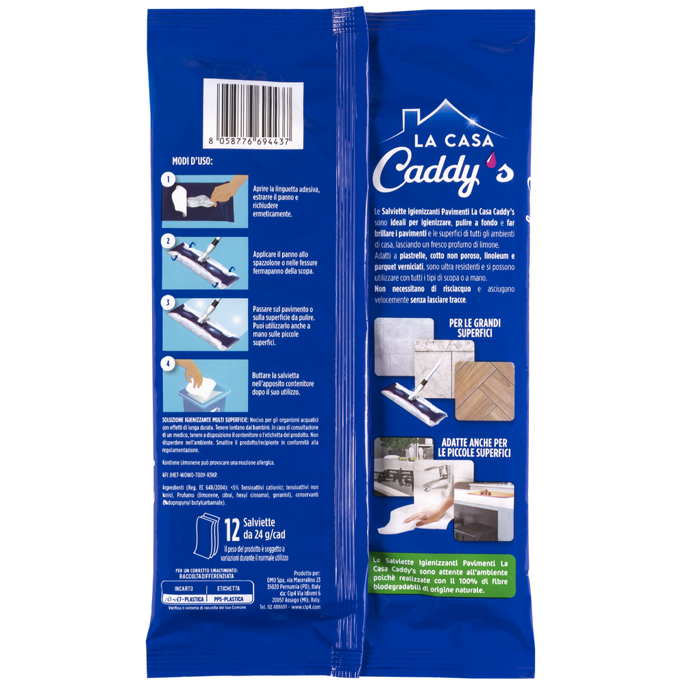 Caddy's Salviette Igienizzanti Pavimenti Limone 12 Pezzi, , large