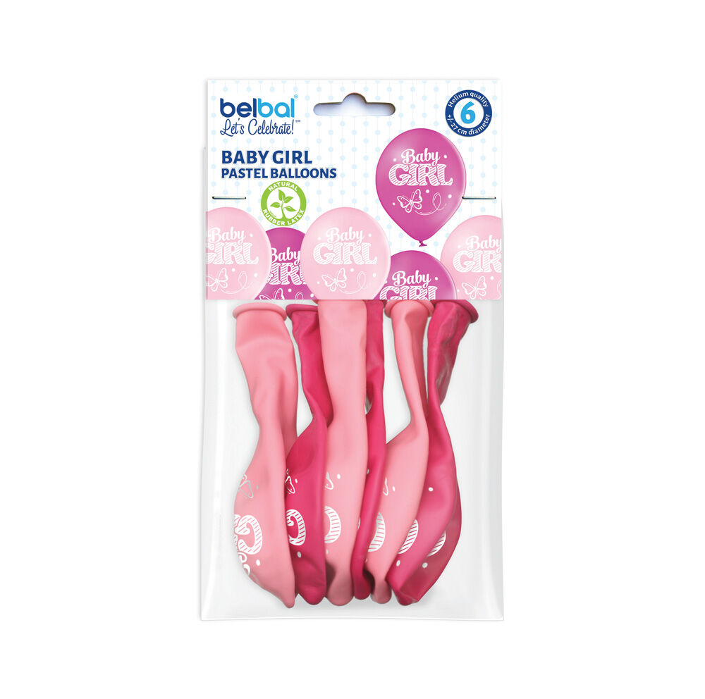 Baby Girl Pastel Balloons 6 Pezzi - -