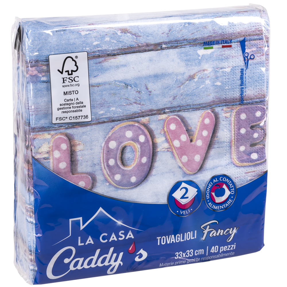 Caddy's Tovaglioli 33x33 Love 40 Pezzi, , large
