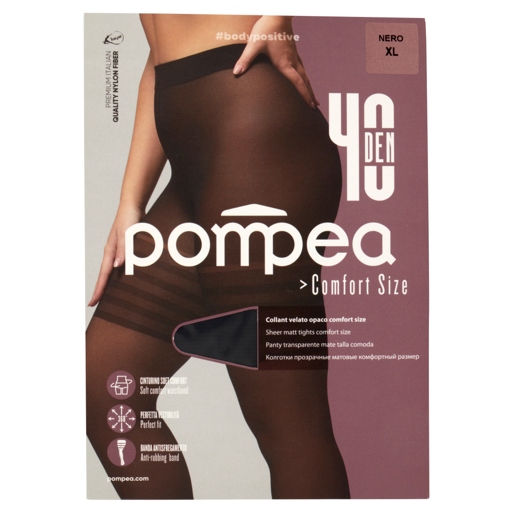Pompea Comfort Size Collant 40 Den XL Nero, , large