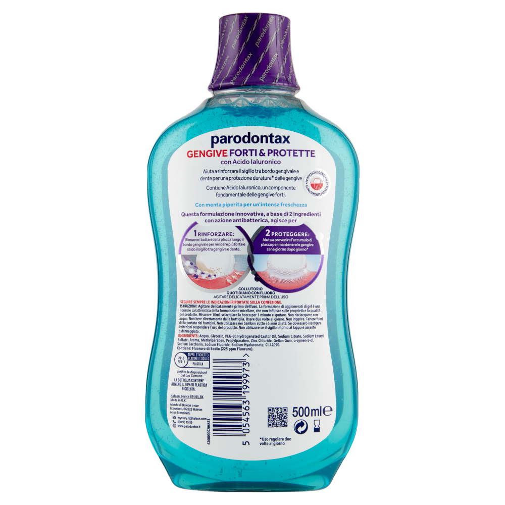 Parodontax Collutorio Gengive Forti & Protette con Acido Ialuronico e Menta Piperita 500 ml, , large