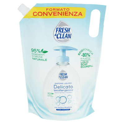 Fresh&Clean Sapone Liquido Delicato Ipoallergenico con Acqua Micellare 1000ml