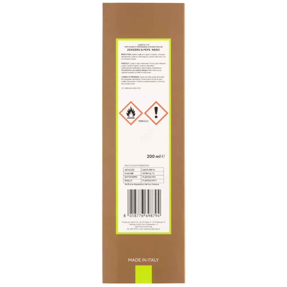 C'74 Diffusori di Fragranza con Bastoncini Zenzero & Pepe Nero 200 ml, , large