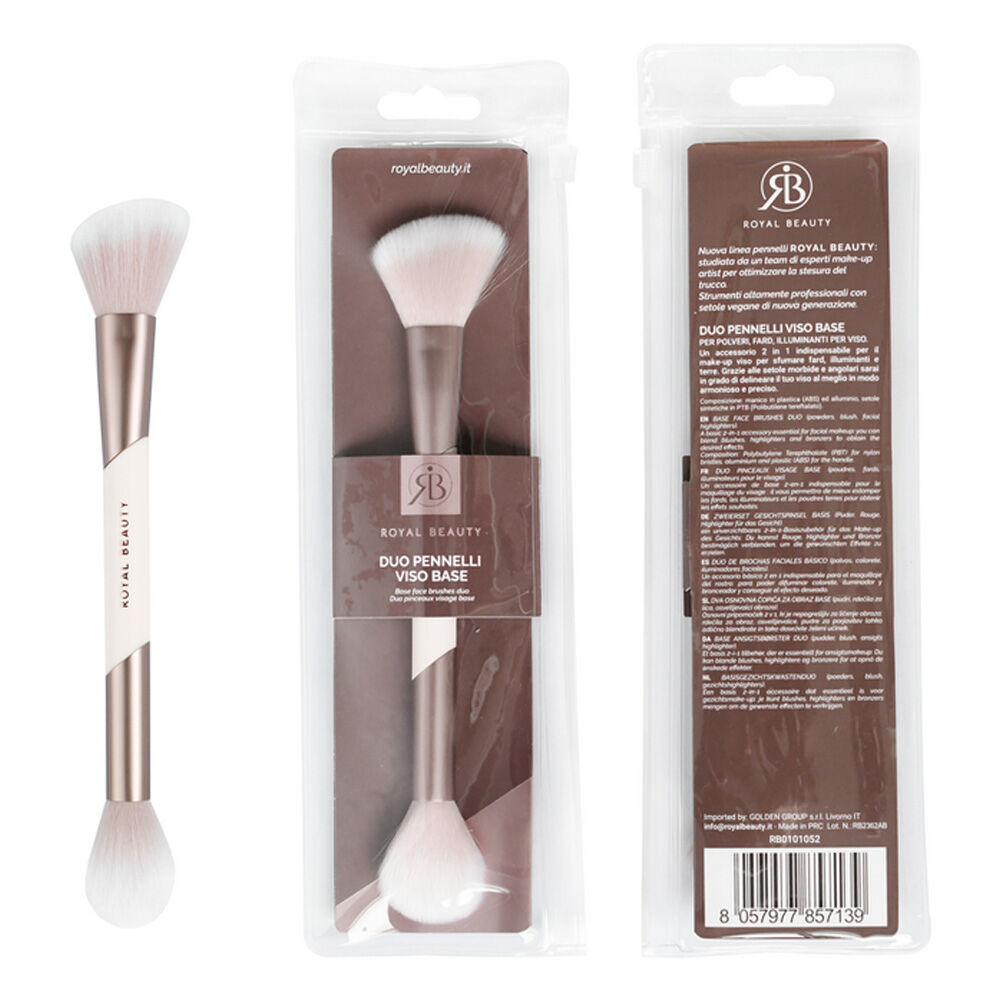 Royal Beauty Duo Pennelli Professionale Rosa Viso Base, , large