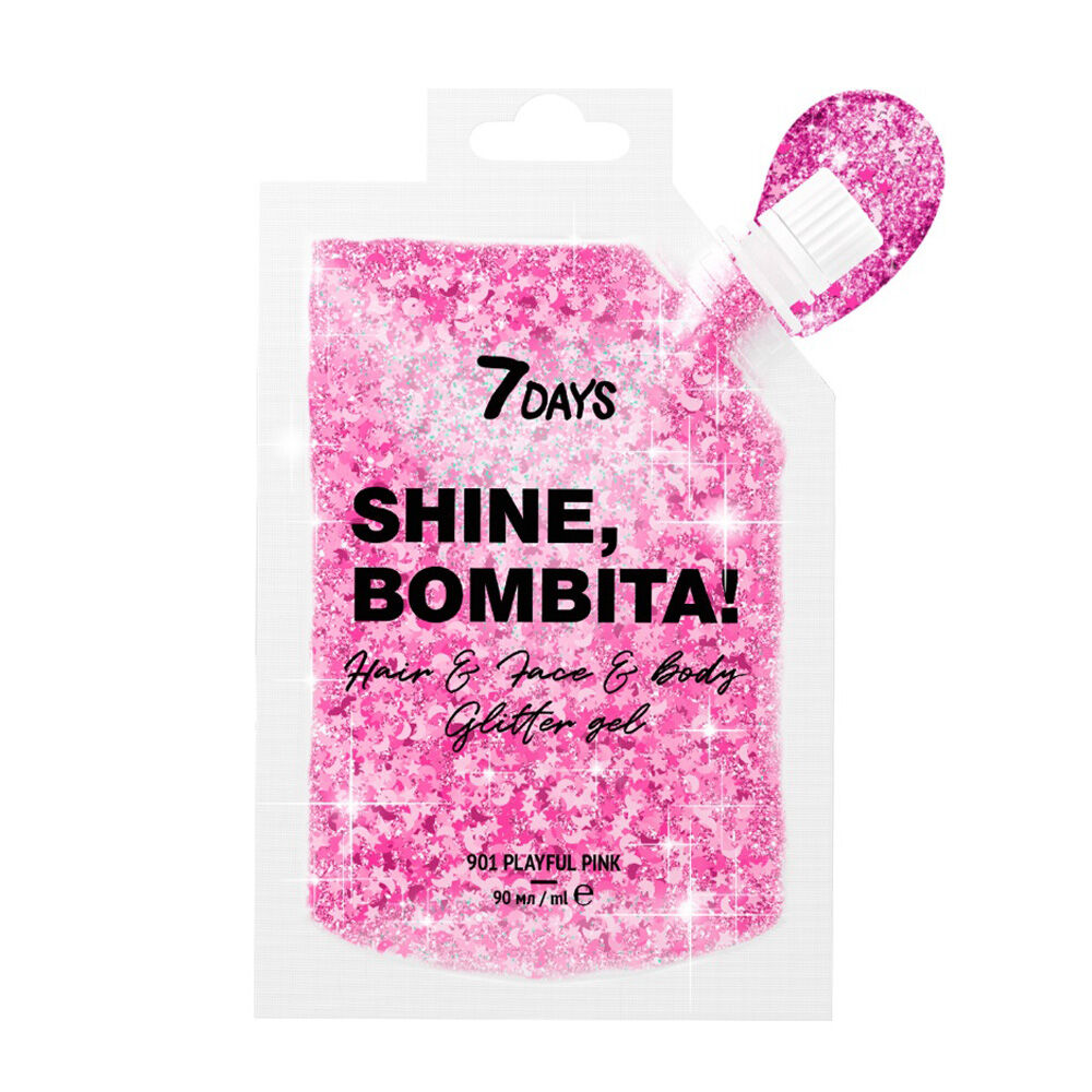 7 Days Shine Bombita Gel Glitter Viso Capelli e Corpo 901 Playful Pink - -