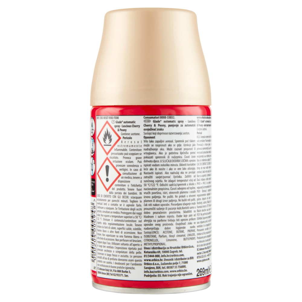 Glade Automatic Spray Ricarica, Profumatore per Ambienti, Fragranza Luscious Cherry & Peony, , large