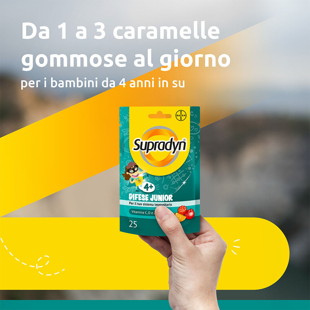 Supradyn Difese Junior Integratore con Vitamina C D e Zinco 25 Caramelle Gommose, , large