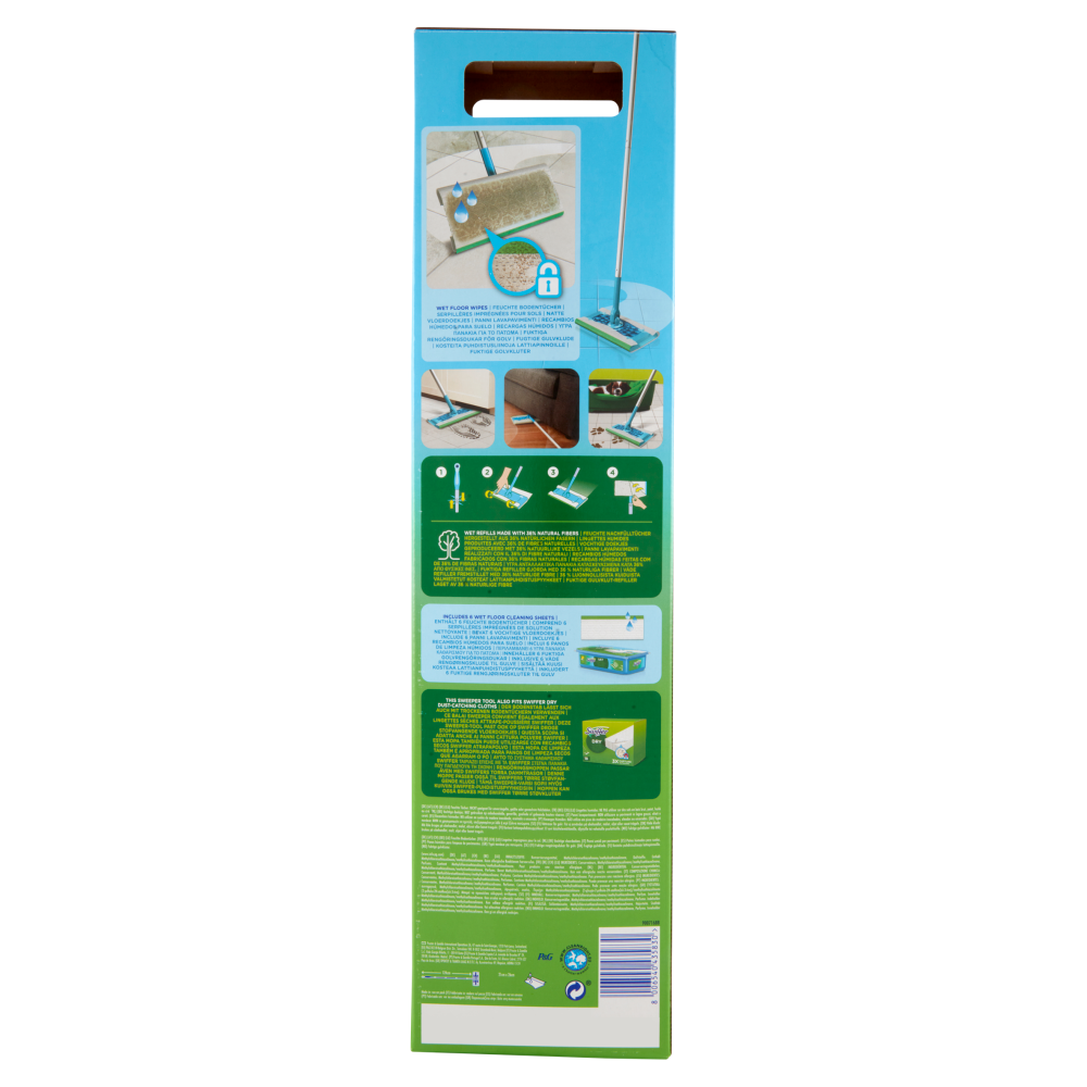 Swiffer Wet Kit - Scopa + 6 Panni Umidi Lavapavimenti con Detersivo Pavimenti, , large