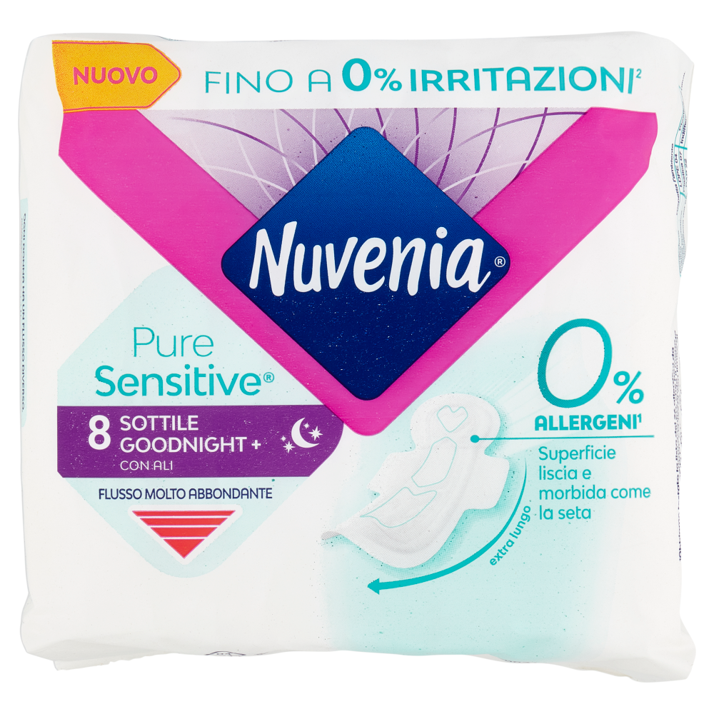 Nuvenia Pure Sensitive Sottile Goodnight+ con Ali 8 Pezzi - -