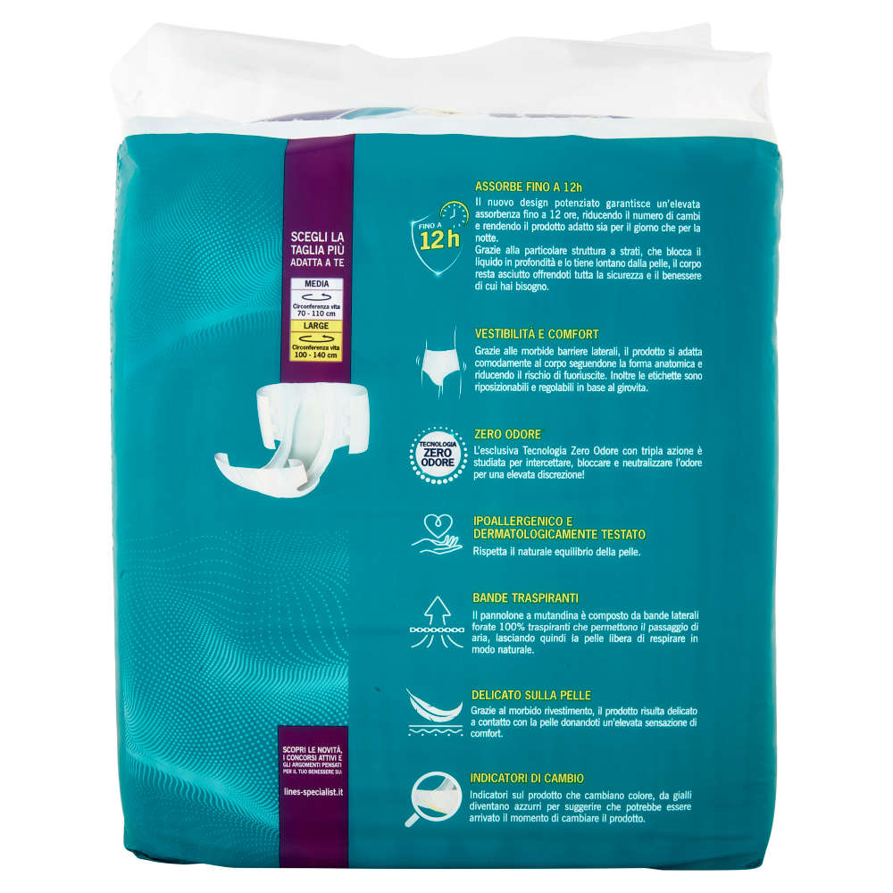 Lines Specialist Alta Protezione Pannoloni a Mutandina Tg L - 12 Pezzi, , large