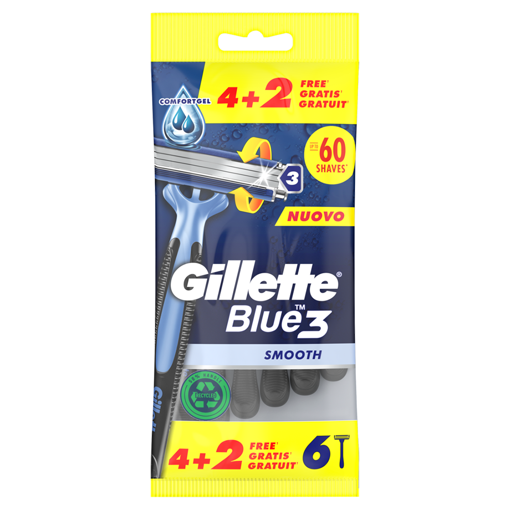 Gillette Blue3 Rasoio Simple x4 con 1 Ricarica, , large