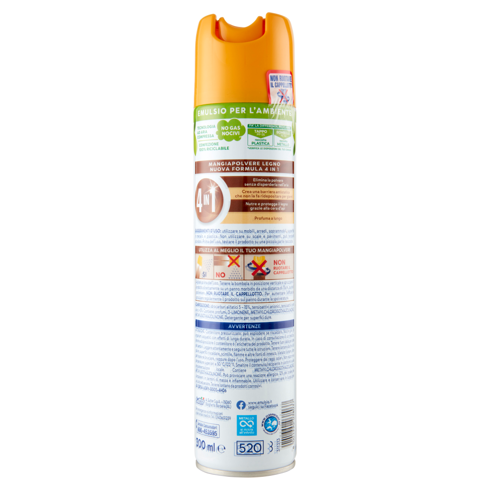 Emulsio Mangia Polvere l'Antistatico Legno 4 in 1 300 ml, , large