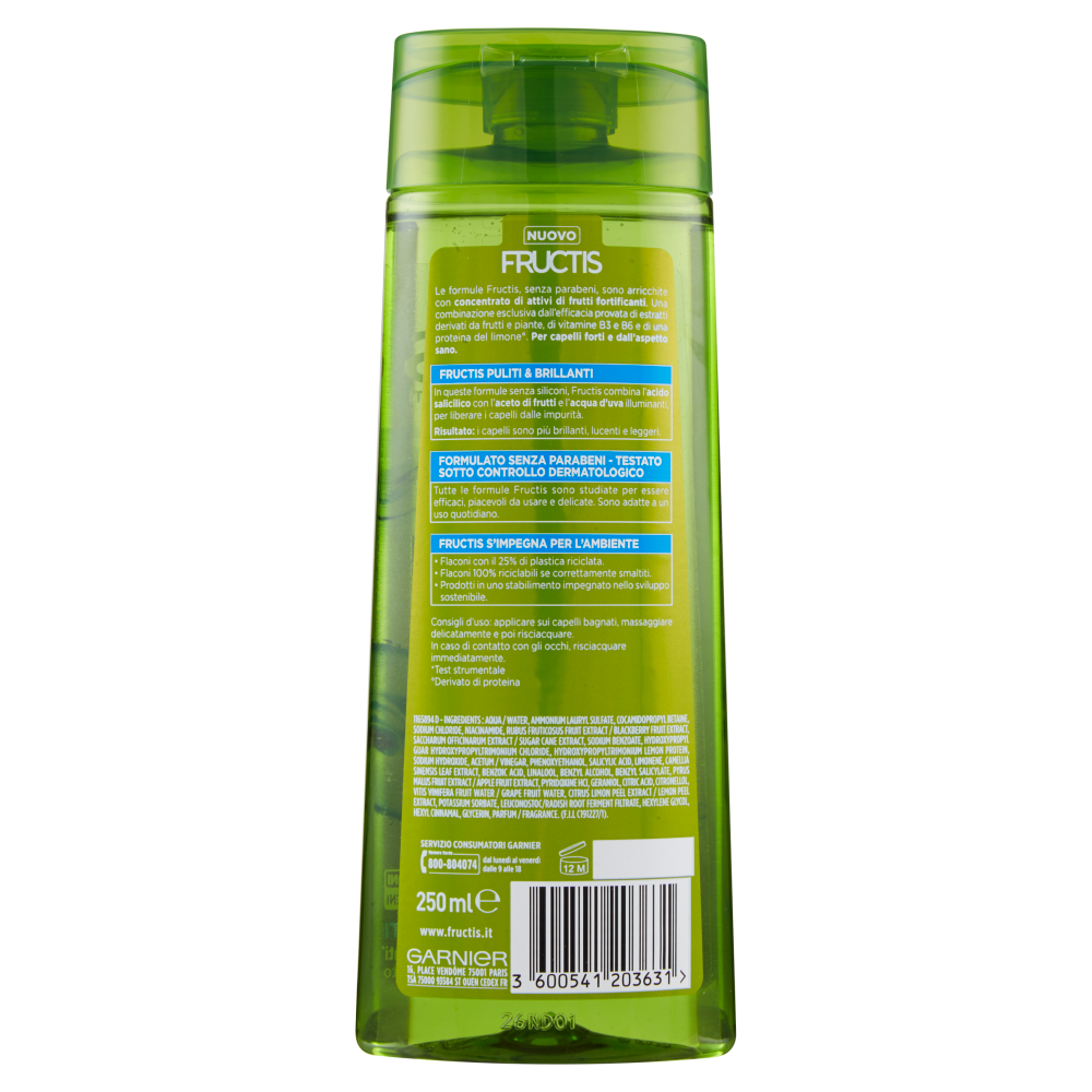 Fructis Puliti e Brillanti Shampoo 250ml, , large