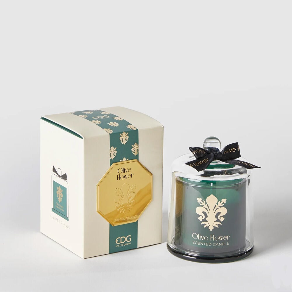 EDG Candela Profumata Goldlily Olive Flower con Cupola in Vetro 140g - -