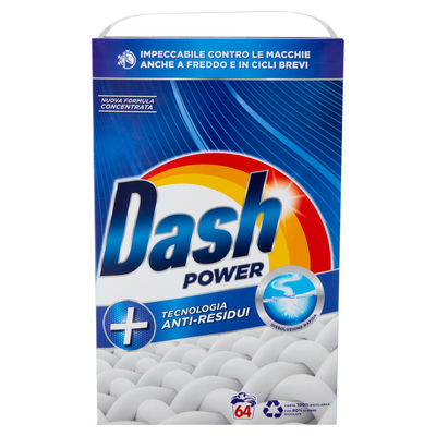 Dash Power Detersivo Lavatrice in Polvere Tecnologia Anti-Residui 64 Lavaggi