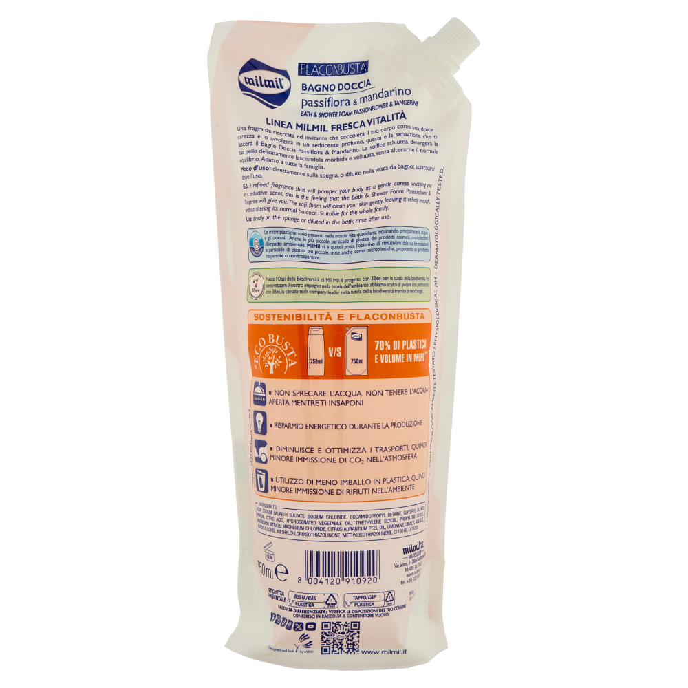 Milmil Bagno Doccia Passiflora & Mandarino Vitalizzante 750 ml, , large