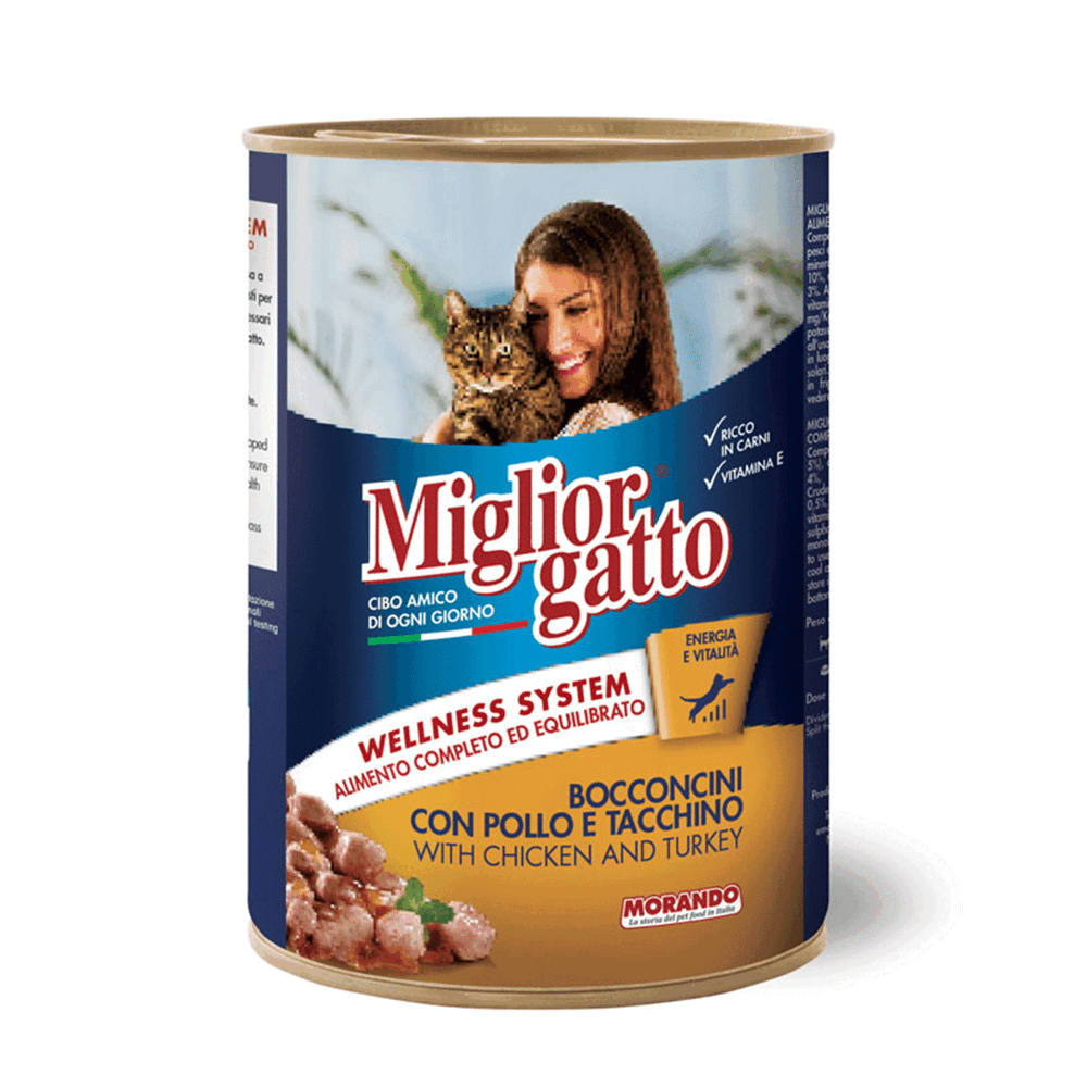 Migliorgatto Bocconcini Pollo e Tacchino 405 g, , large