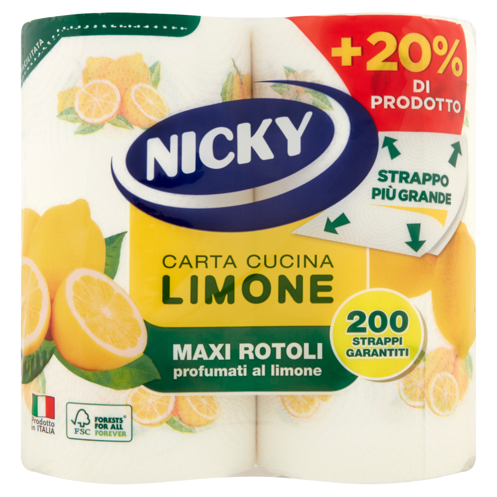 Nicky Carta Cucina Limone 2 Maxi Rotoli, , large