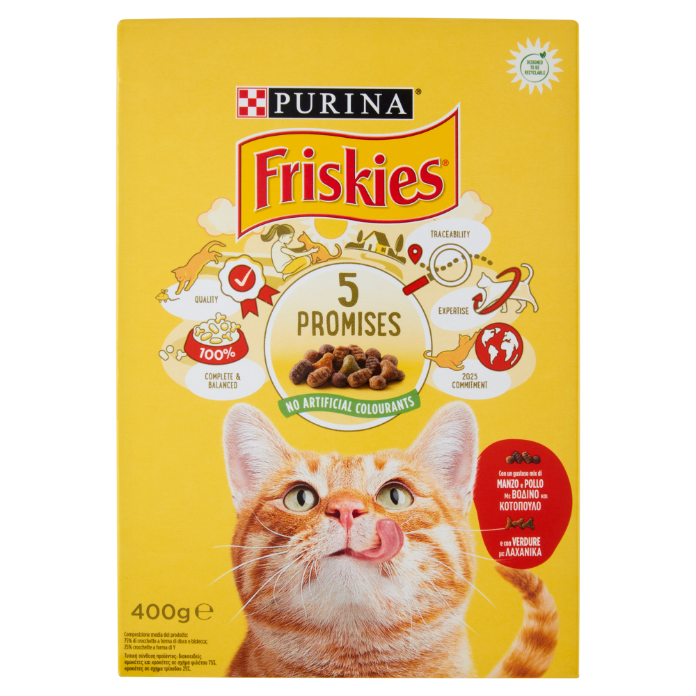 Friskies Gatto Adult Con un Gustoso Mix di Manzo e Pollo e con Verdure 400 g - -