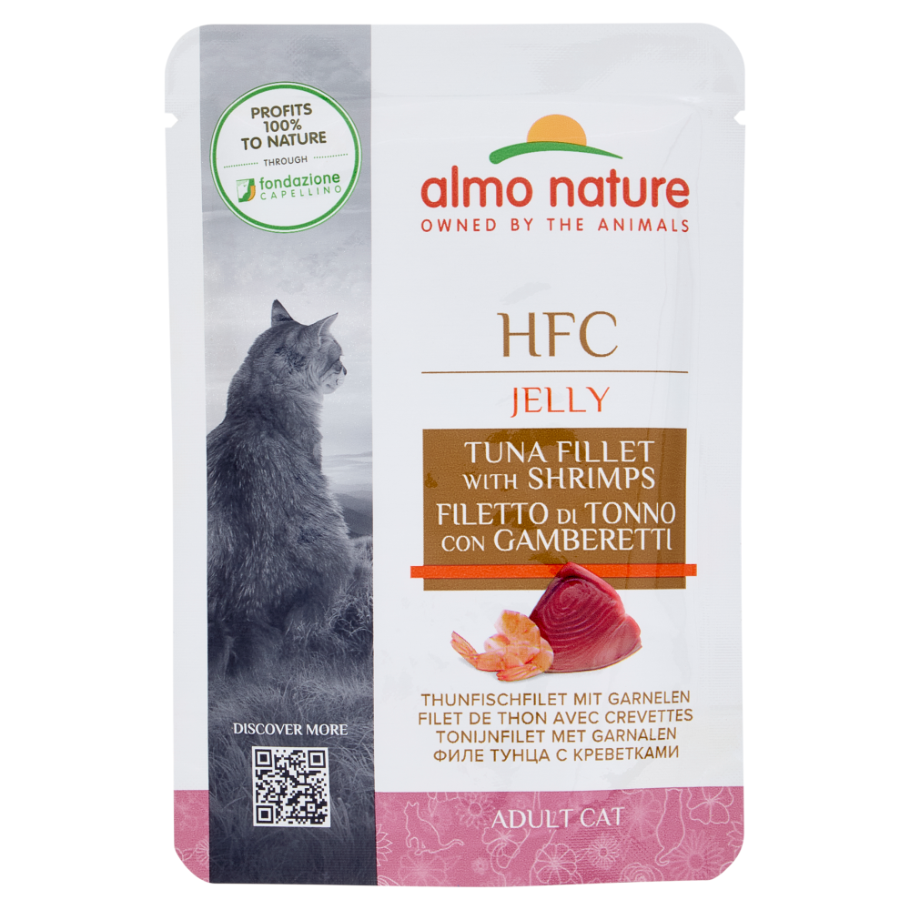 Almo Nature HFC Adult Cat Jelly Filetto di Tonno con Gamberetti 55 g, , large
