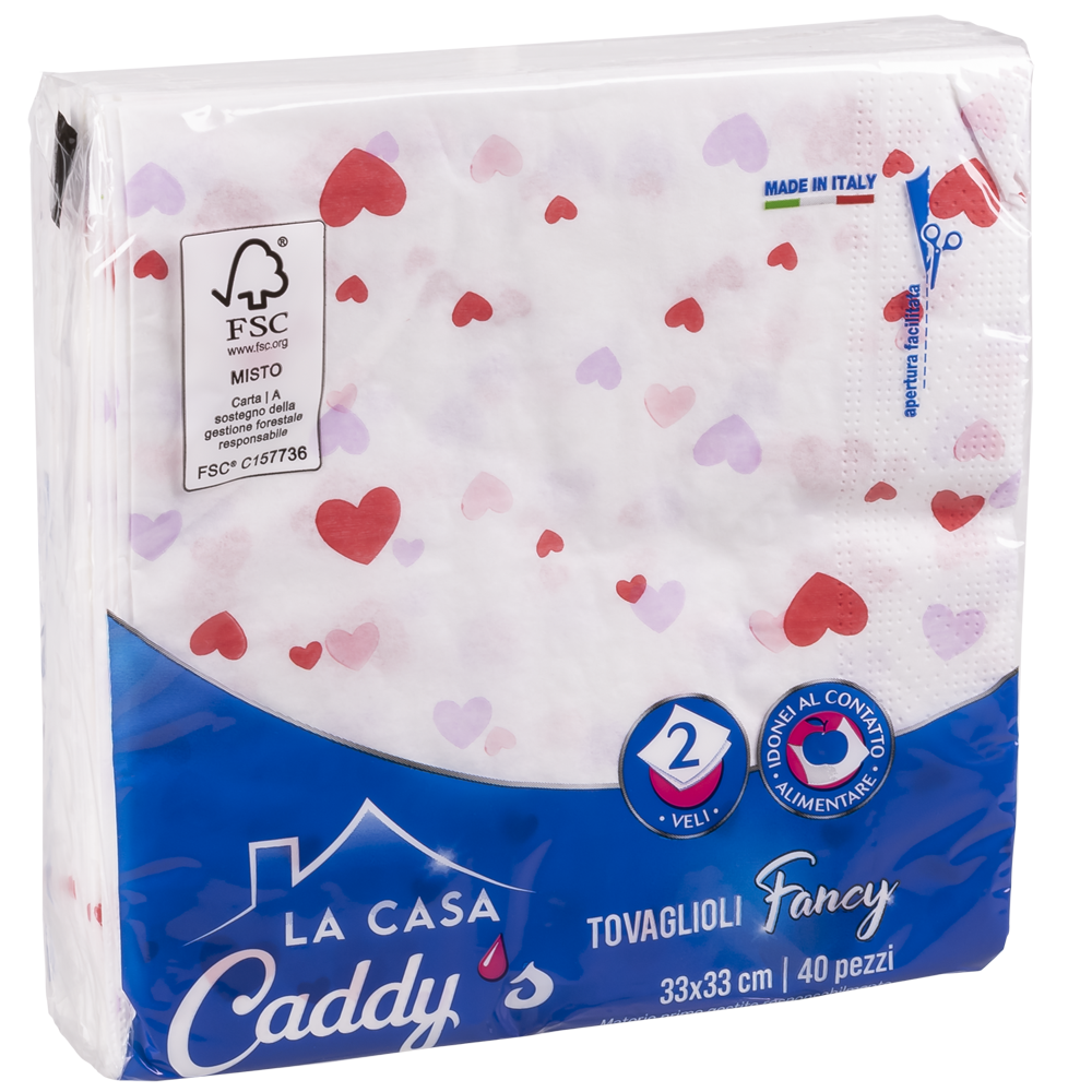Caddy's Tovaglioli 33x33 Cuori o Love 40 Pezzi, , large