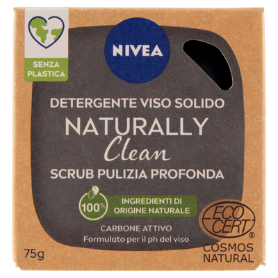 Nivea Naturally Clean Detergente Viso Solido Scrub Pulizia Profonda 75 g