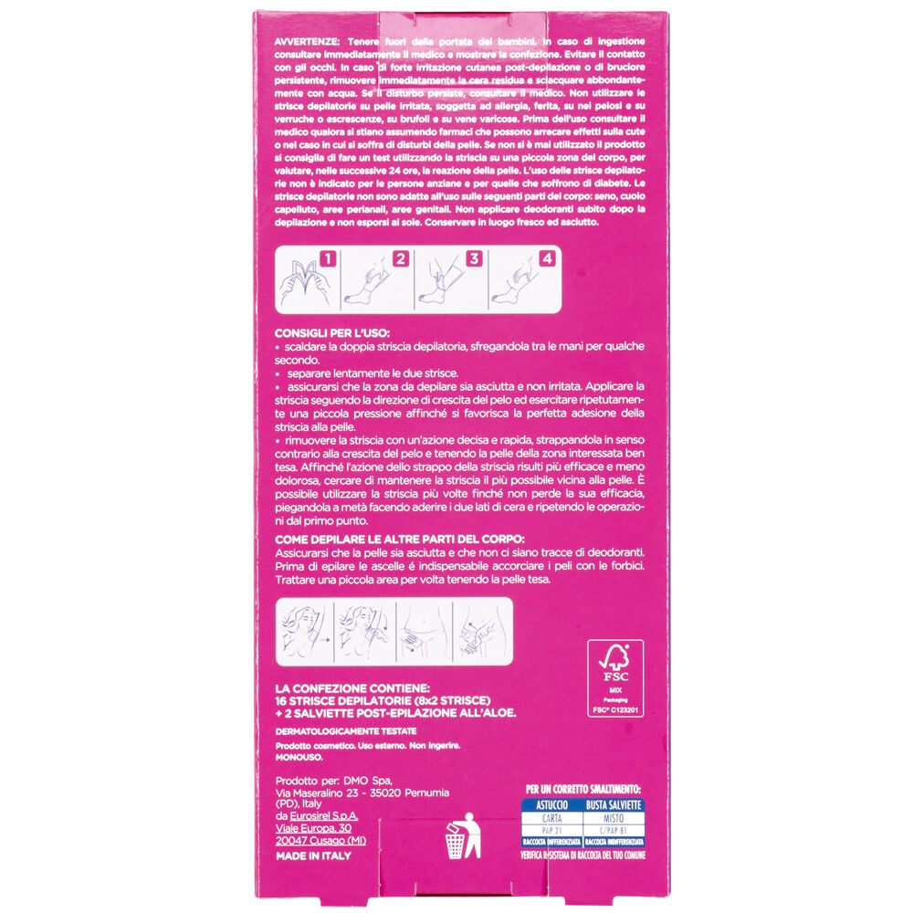 Caddy's Pelli Normali Strisce Depilatorie Viso 16 Pezzi + 3 Salviette Post-Epilazione, , large
