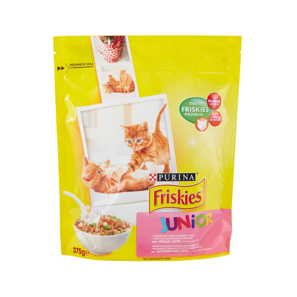 Friskies Gatto Crocchette Junior con Pollo, Latte e Verdure 375 g, , large