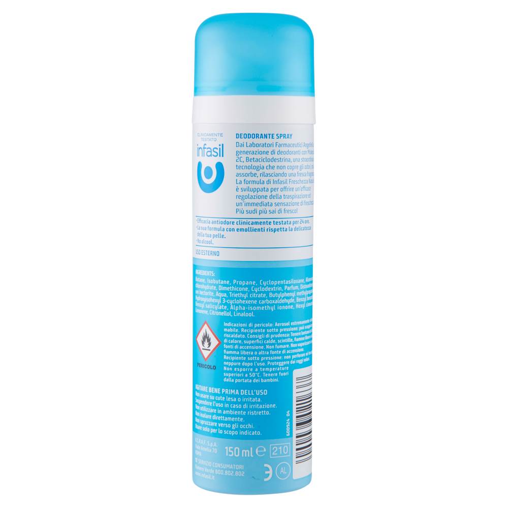 Infasil Freschezza Naturale Deodorante Spray con Emollienti 150 ml, , large