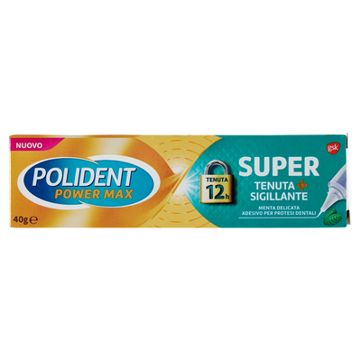 Polident Super Tenuta + Sigillante Adesivo Protesi Dentali 12 Ore Menta Delicata 40 g
