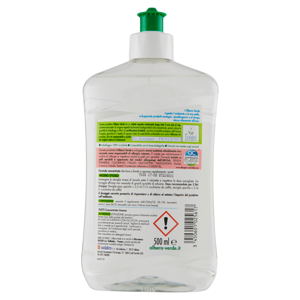 L' Albero Verde Limone Detersivo Piatti Concentrato 500 ml, , large