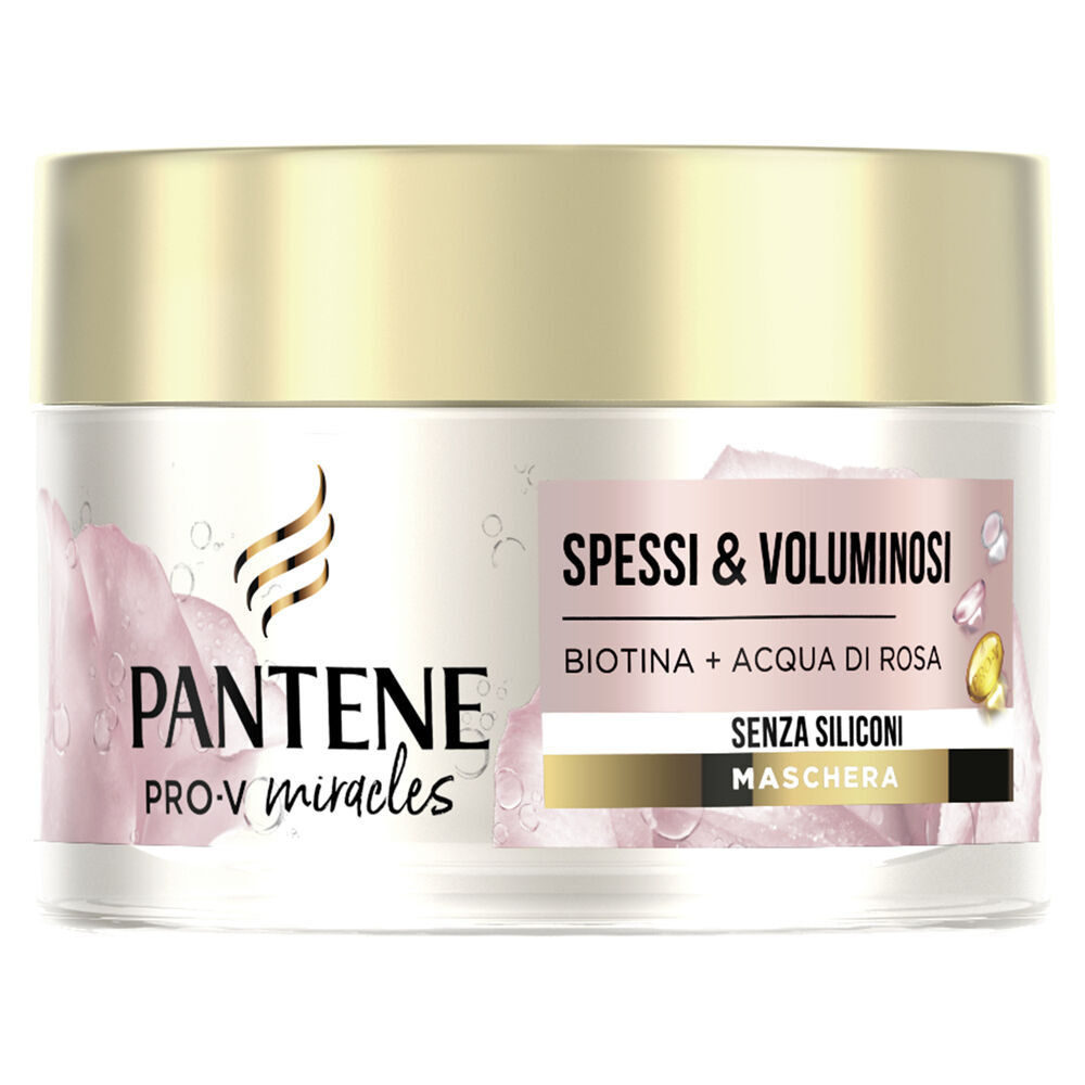Pantene Pro-V Miracles Spessi & Voluminosi Maschera Senza Siliconi Con Biotina e Acqua di Rosa 160 ml, , large