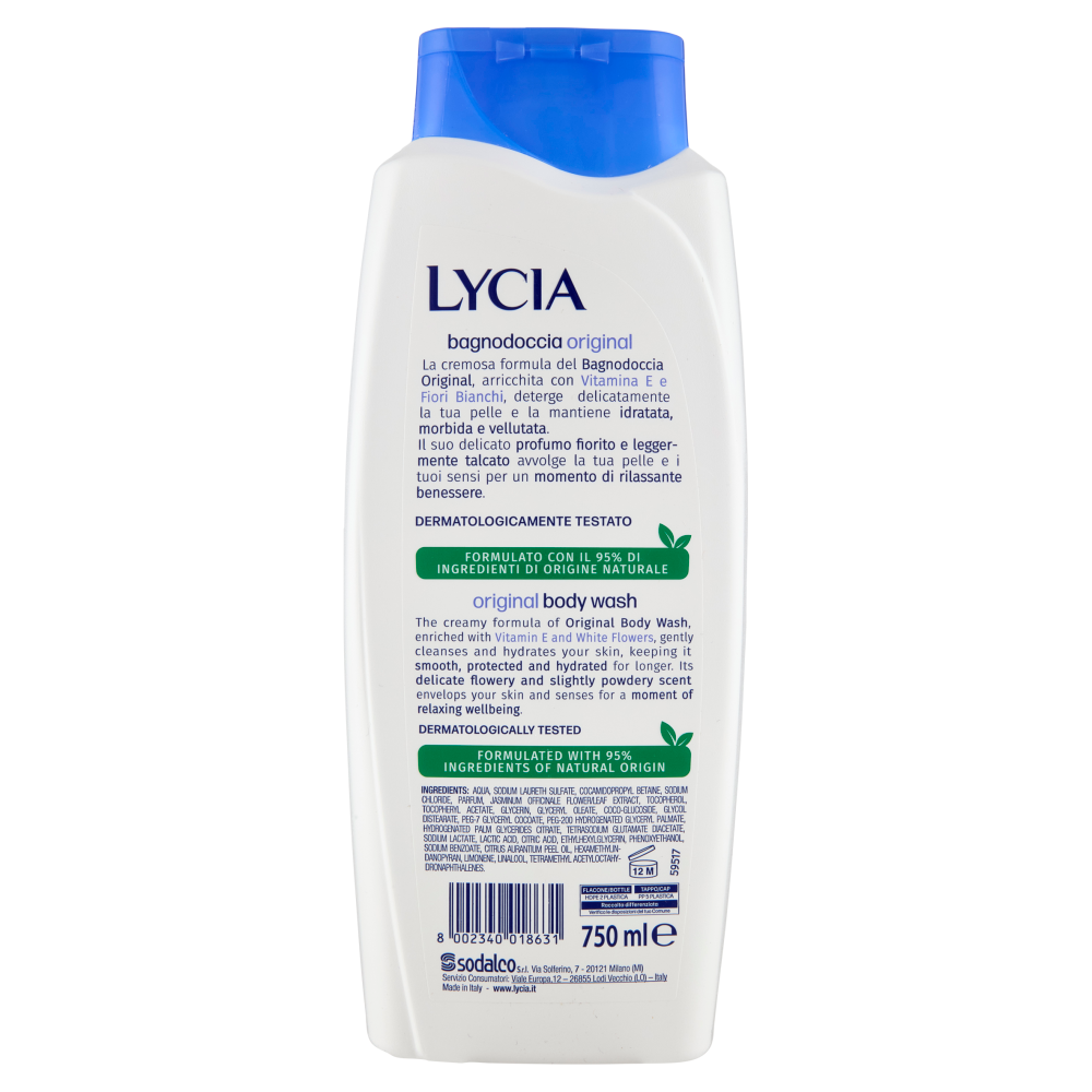 Lycia Bagnodoccia Original Vitamina E e Fiori Bianchi 750 ml, , large