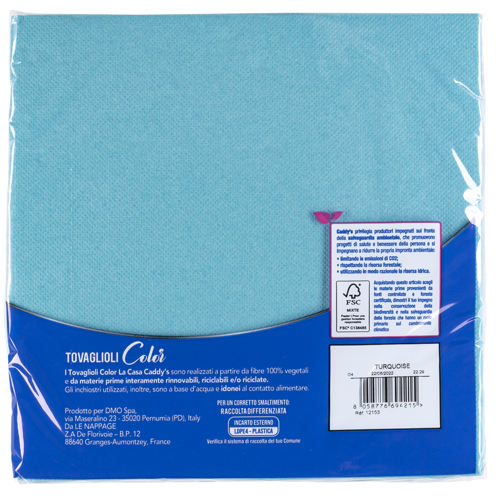 Caddy's Tovaglioli 38x38 Azzurro Turchese 30 Pezzi, , large