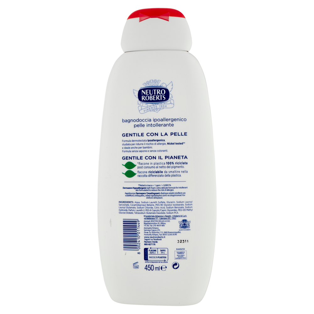 Neutro Roberts Dermazero Ipoallergenico Bagnodoccia 450 ml, , large
