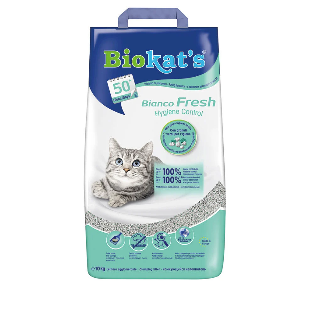 Biokat's Lettiera agglomerante Bianco Fresh lettiera profumata 10Kg,  Biokat's Lettiera agglomerante Bianco Fresh lettiera profumata 10Kg, , large