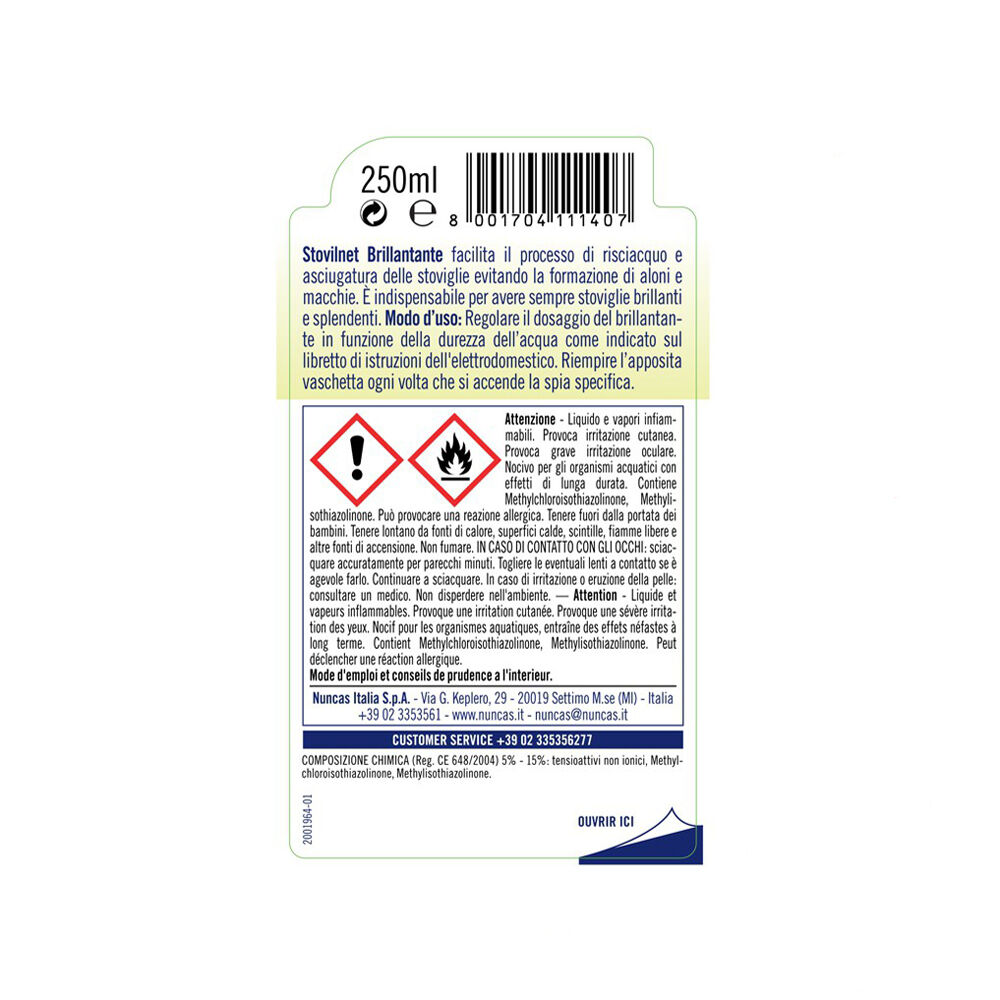 Nuncas Brillantante Lavastoviglie 250ml, , large