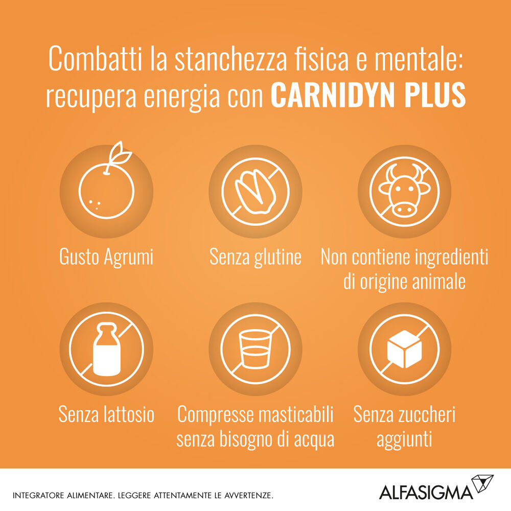 Carnidyn Plus per Stanchezza 18 Compresse Masticabili, , large