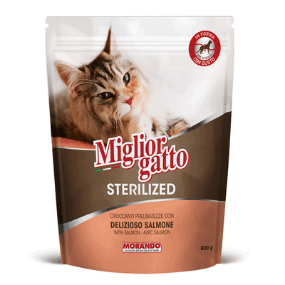 Migliorgatto Sterilized Croccanti Prelibatezze con Delizioso Salmone 800 g
