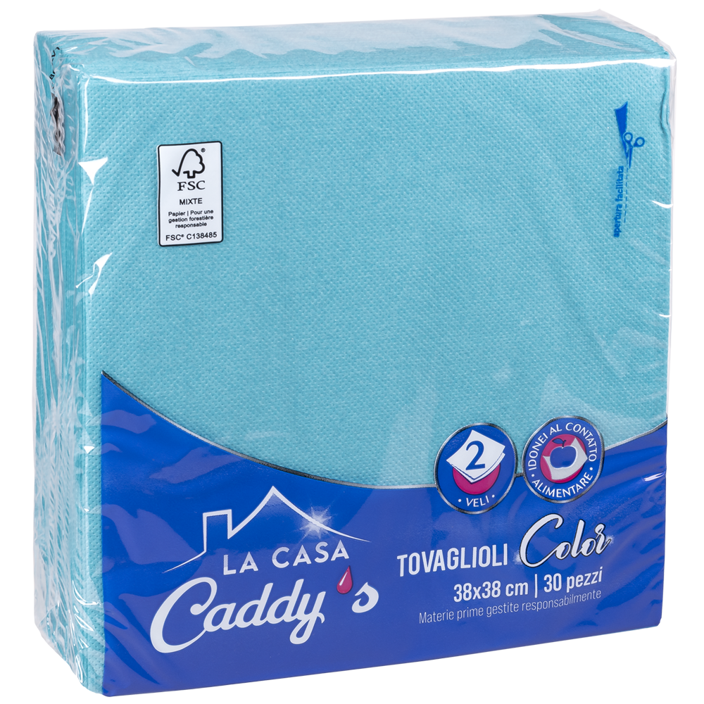 Caddy's Tovaglioli 38x38 Azzurro Turchese 30 Pezzi, , large