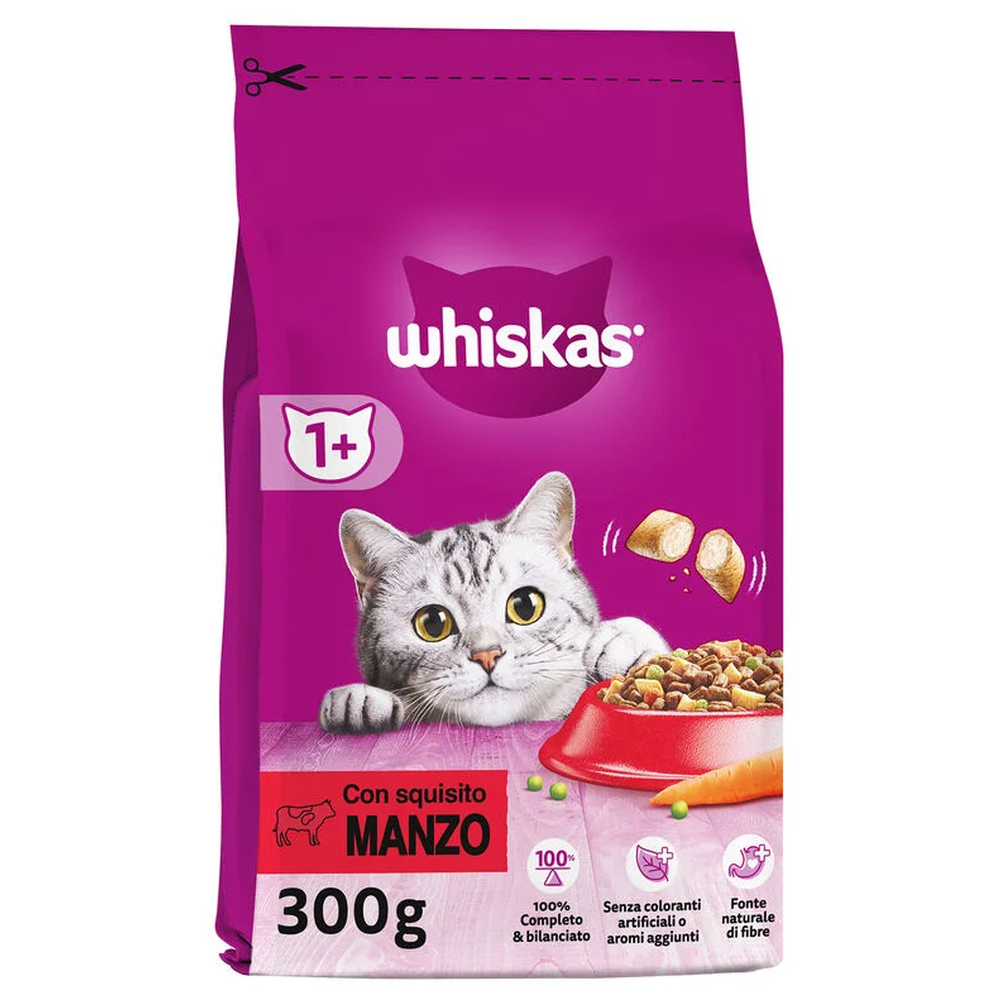 Whiskas Cat Adult 1+ Croccantini al Manzo 300 gr, , large