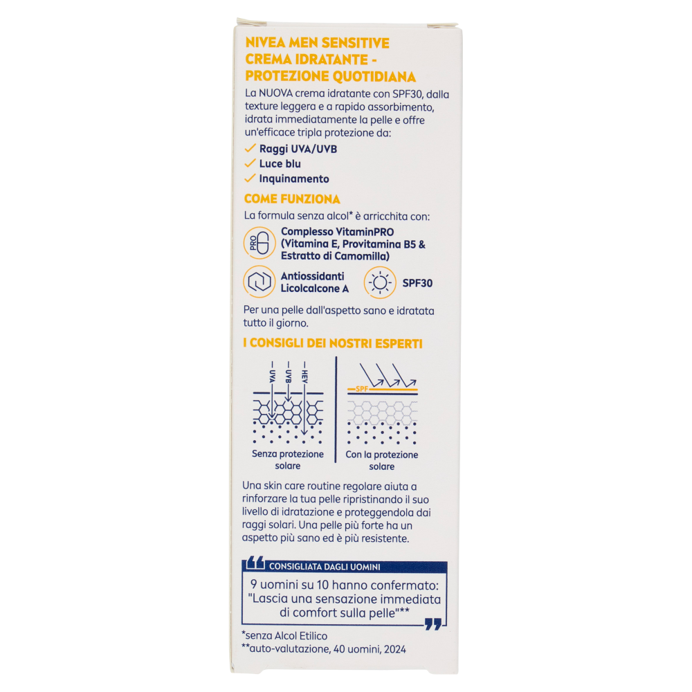 Nivea Men Sensitive Crema Idratante Protezione Quotidiana SPF 30 50 ml, , large